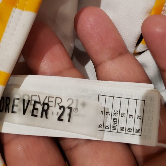 Yellow and White Grid Bikini bottoms Forever 21 Plus - Picture 5 of 6